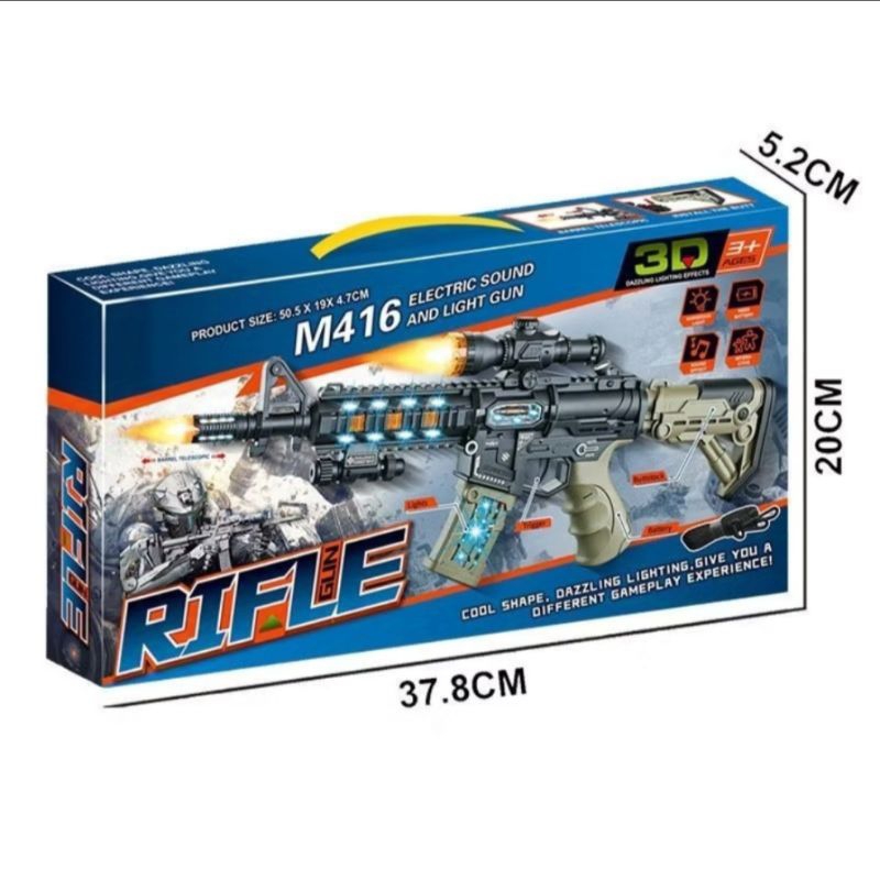 EVOTOYS PALEMBANG || MAINAN TEMBAKAN ANAK RIFLE GUN M416 LIGHT ELECTRIC 720