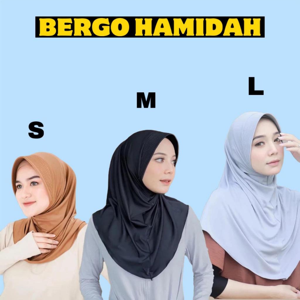 Bergo Hamidah S,M,L | Kerudung Instan Bergo Hamidah jersey | Hijab Instan Jersey Menutup Dada