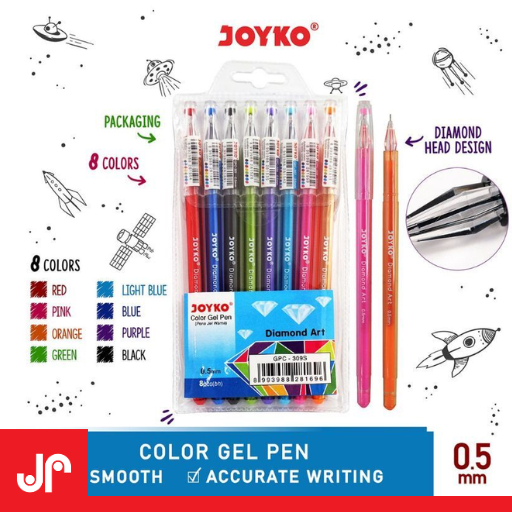 

JOYKO COLOR GEL PEN 8 COLORS / PULPEN GEL DIAMOND ART PULPEN WARNA SERBAGUNA GPC-309S