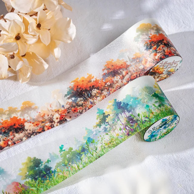 

1 roll/piece PET tape, healing the soul, wilderness series, DIY landscaping materials