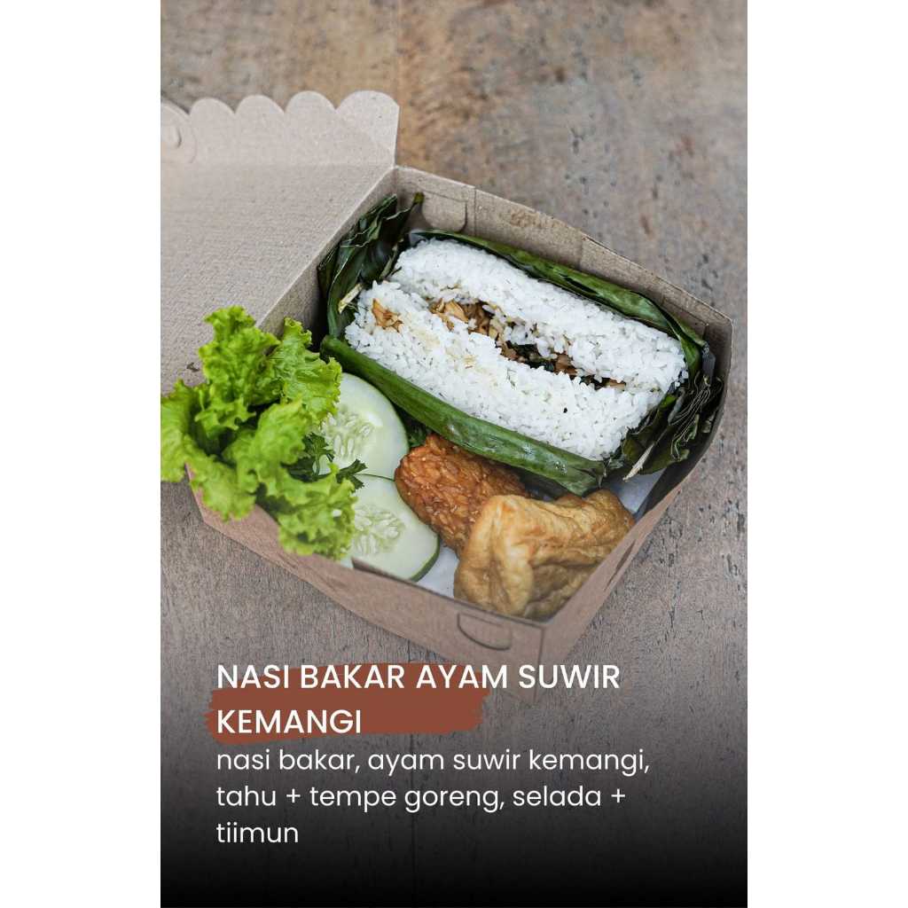 

Paket Nasi Bakar Ayam Suwir Kemangi 1 Box Isi 5 Macam