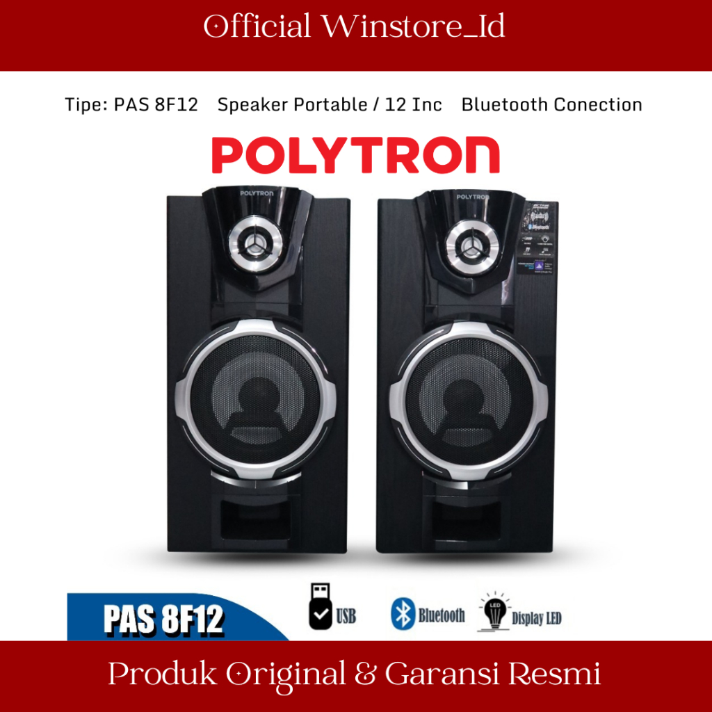 SPEAKER AKTIF POLYTRON PAS 8F12 / PENGERAS SUARA / SPEAKER BLUETOOTH / SALON AKTIF USB BLUETOOTH