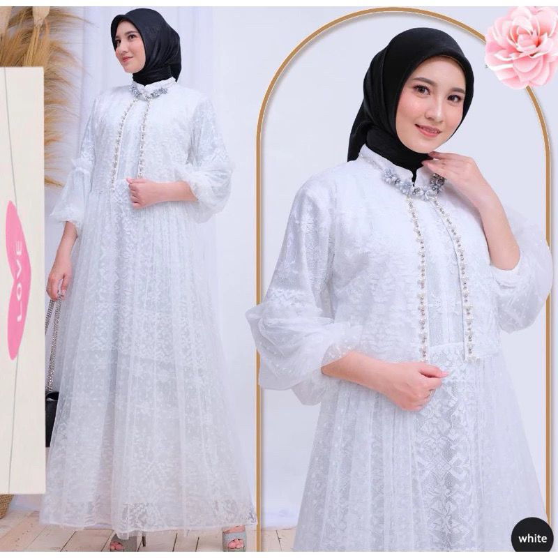 Gamis Muslim Tile Busui Tile Mutiara 0501 Baju Lebaran Pesta Wanita Mewah Elegan