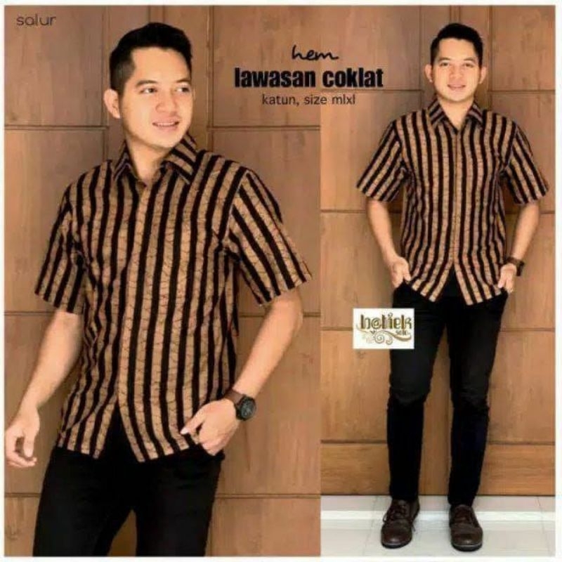 BATIK LAWASAN BATIK PRIA LENGAN PENDEK SOGANAN M L XL XXL