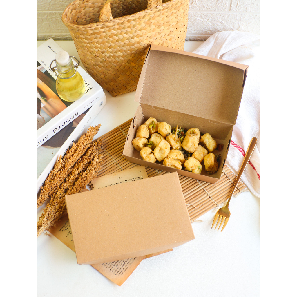 Lunch Box Kraft Coklat Medium Large Premium Laminasi Kotak Makan Dus Kotak Nasi Dus Coklat