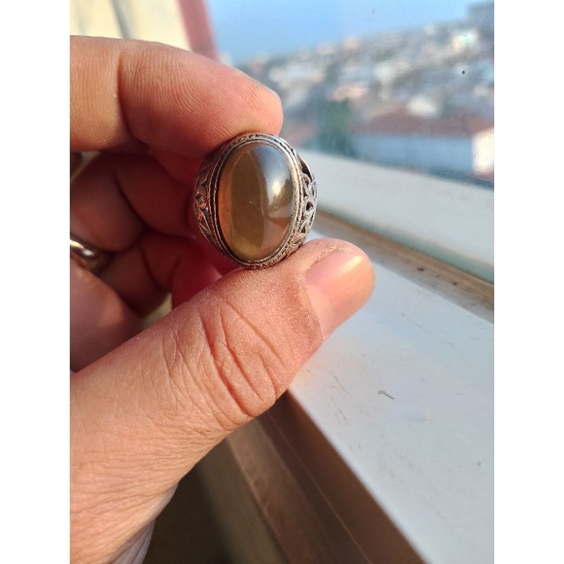 Batu cincin natural giok bio solar Aceh kristal ring perak