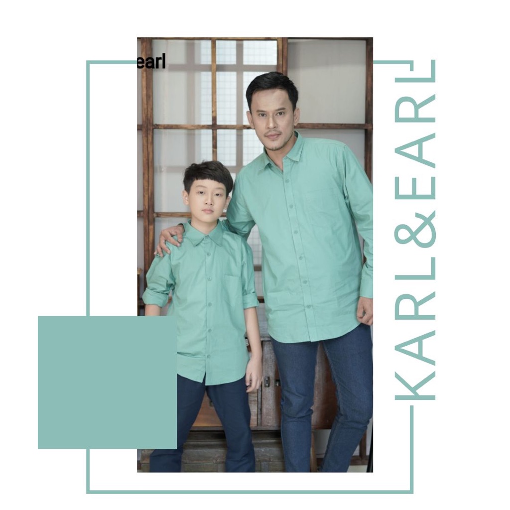 KARL&EARL Kemeja Lengan Panjang Laki Laki Warna Hijau Pistachio WARDAH / Kemko Anak Green