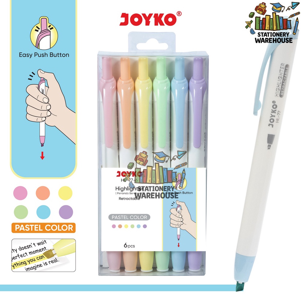 

KODE F4M4 Penanda Berwarna Highlighter Joyko HL776 Warna Pastel Color