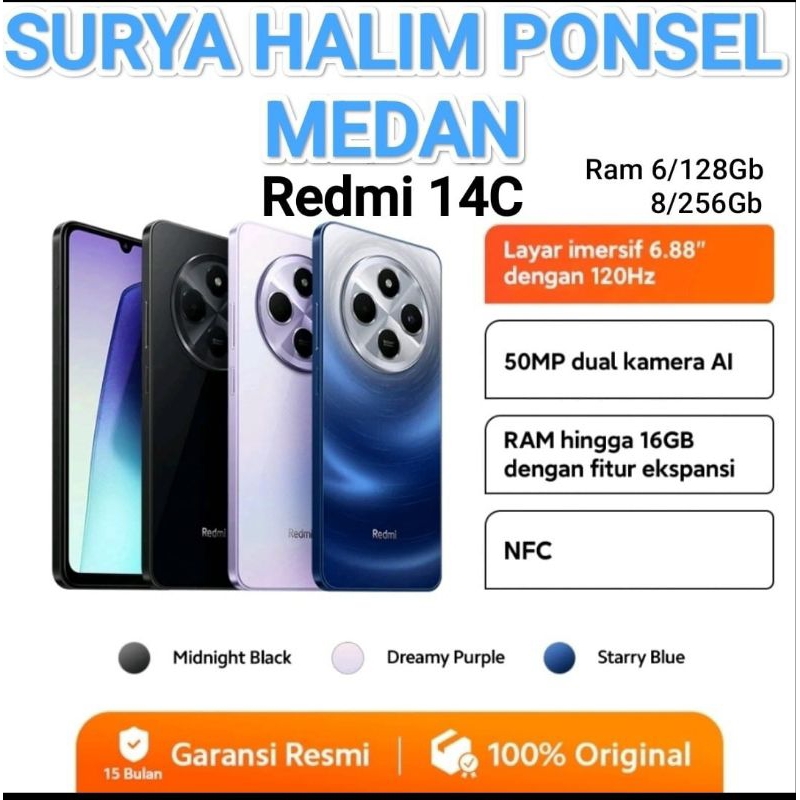 XIAOMI REDMI 14C 6/128 & 8/256 & 12C GARANSI RESMI
