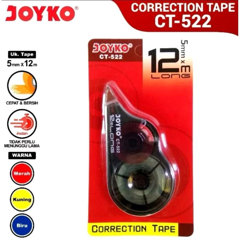 

Happy - Correction Tape Jokyo CT-522 Tip EX Kertas Roll 12meter