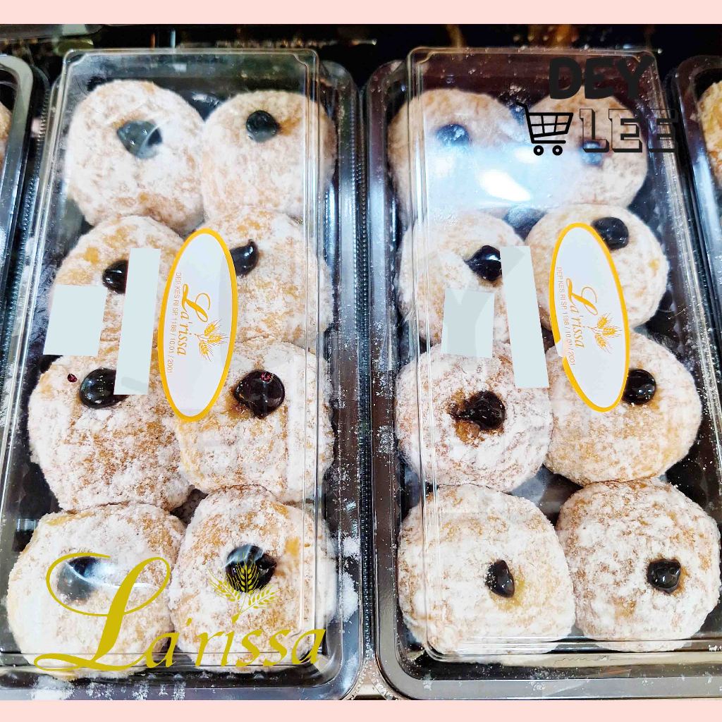 

LARISSA Donat Baby Blues Gula Halus isi Selai Blueberry per box isi 8 pcs Bandung