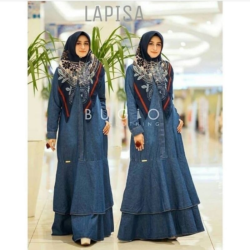 Preloved Dress Gamis Lapisa Bugio Clothing Charcoal Denim