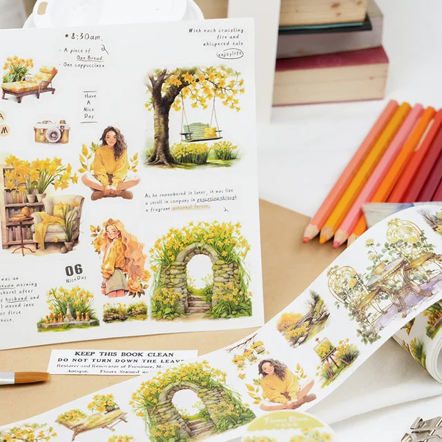 

1 roll/piece 8 Art Retro Handbooks Decorative Materials for the Greeting Series of Summer