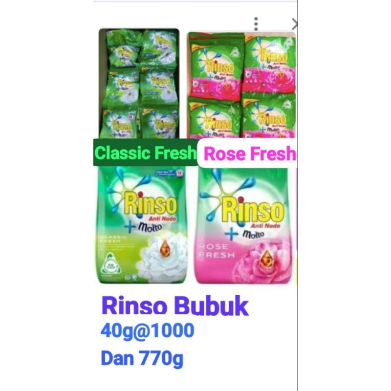 Rinso Bubuk Sachet 1Dus@1000 Dan @770g/ Deterjen Bubuk