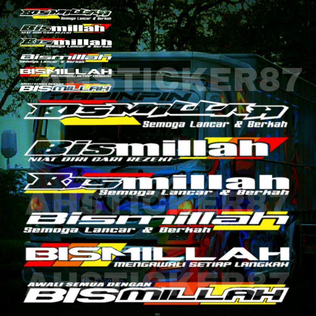 Stiker Bismillah Stiker Kaca Depan Truk Pickup Grandmax L300 Universal Stiker Cutting Bismillah Stik