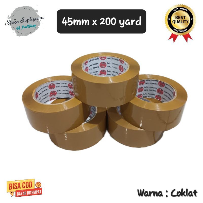 

Lakban Coklat Cokelat 45mm x 200 yard Tebal Murah Good Quality