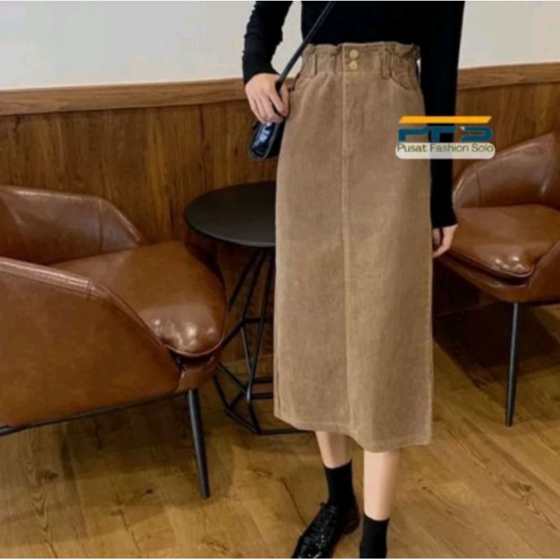 Kindal Rok Bawahan Wanita Rok Span Corduroy Kindal Skirt Style Terbaru