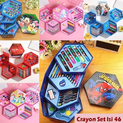 

Murah Ekonomis Crayon Set Karakter 46 Pcs Peralatan Menggambar Mewarnai Isi 46pcs Krayon Pencil Warna Cat Air Spidol Box Kartun Lucu Paket Kit