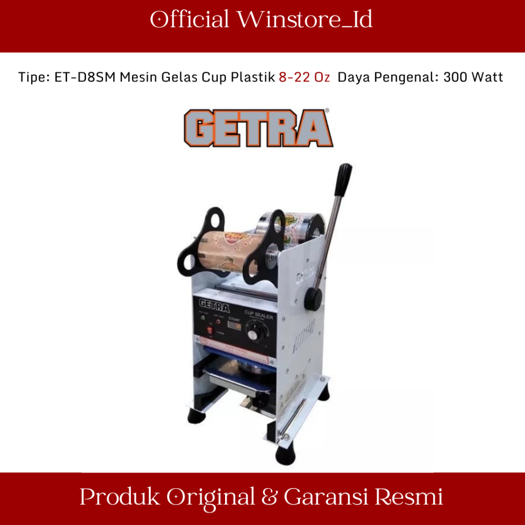 GETRA Manual Cup Sealer Maks. Ukuran 22 Oz ET-D8SM Mesin Press Bergaransi
