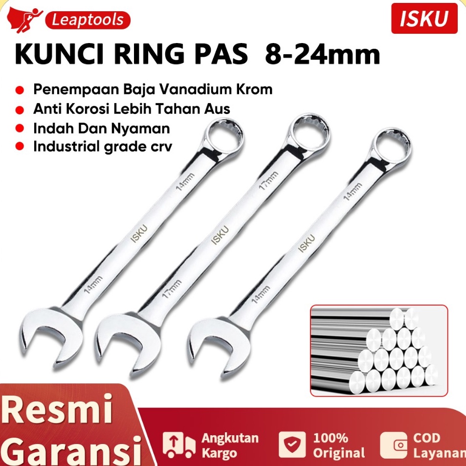 Lariza Isku kunci Ring Pas Set Pas 89111121314171819212224mm 24mm Set 13 Pcs Kunci Ring Pas Set Tool