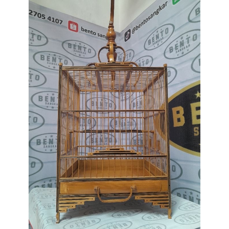 SANGKAR BURUNG KECIL KOTAK FULL BAMBU
