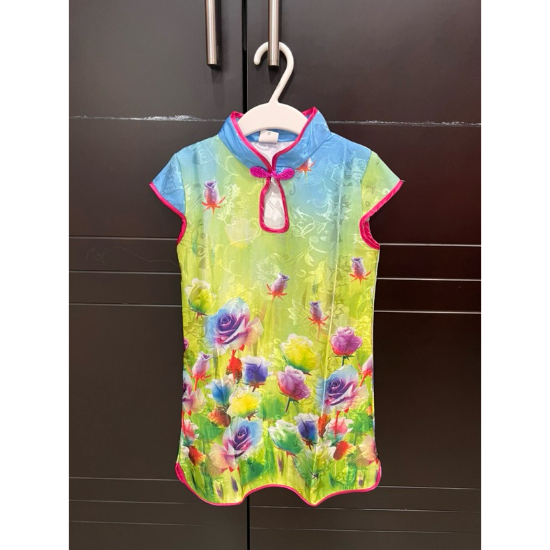 Preloved Dress hijau qipao cheongsam anak perempuan size 8