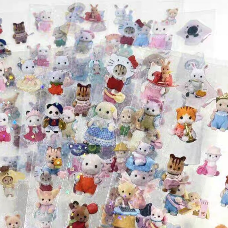 

sylvanian families sticker deco lembar pet transparant glitter readystock