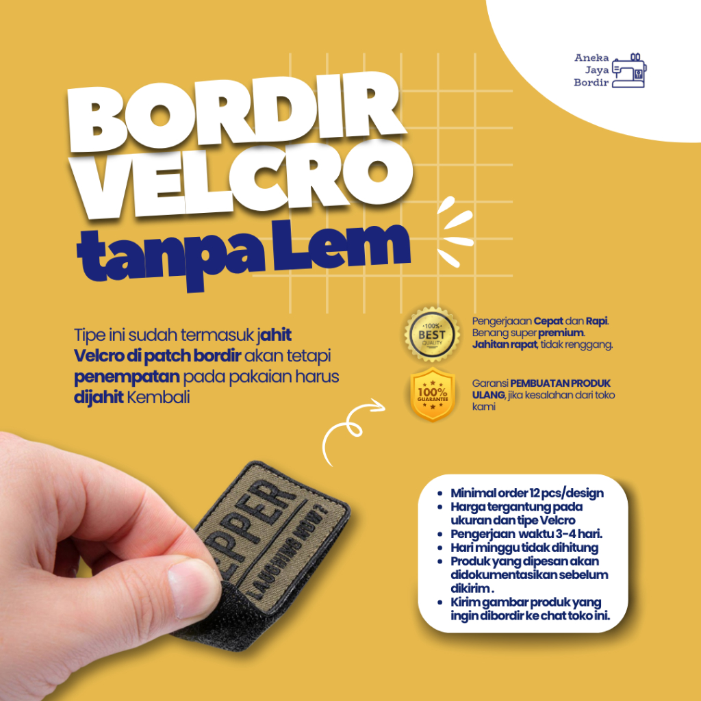 Custom Bordir Velcro (Logo atau Nama) Premium