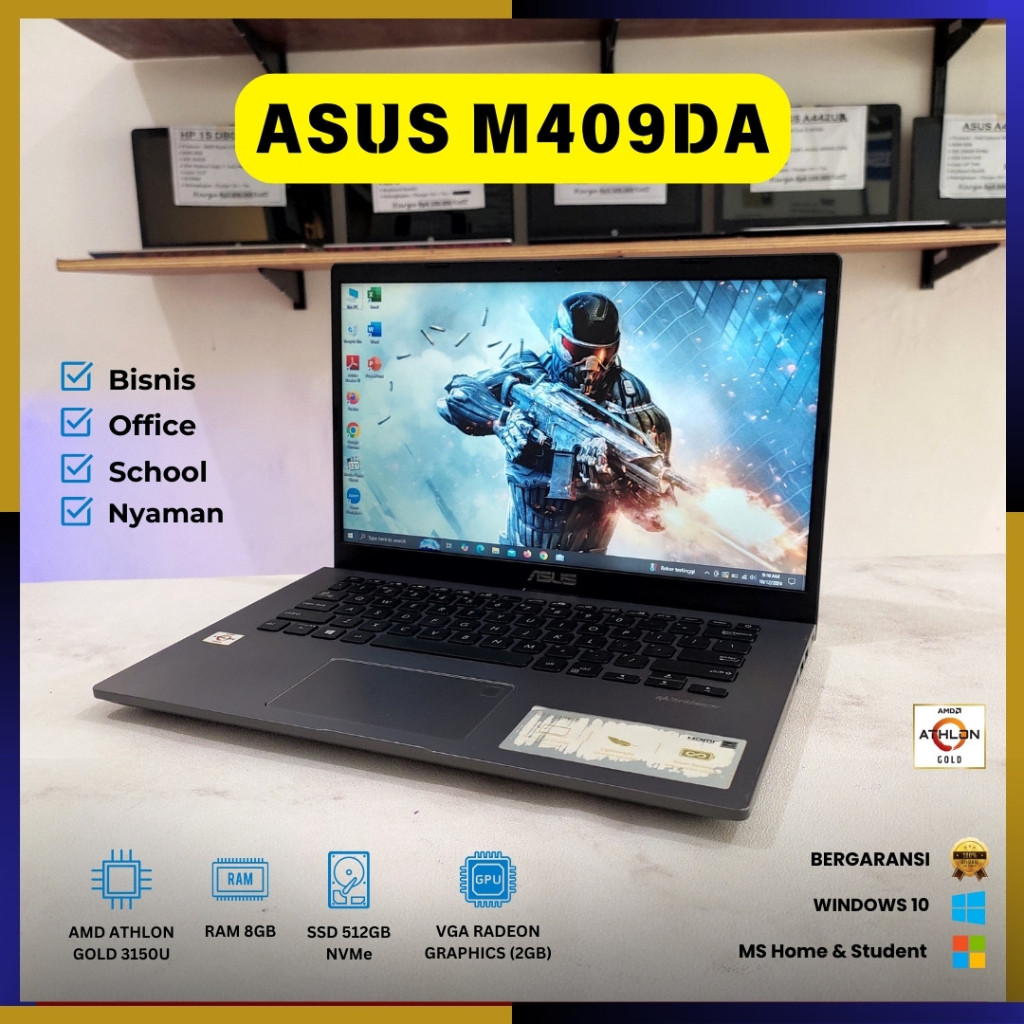 Laptop Second ASUS VIVOBOOK M409DA | RAM 8GB / SSD 512GB NVMe (AMD Athlon Gold 3150U)