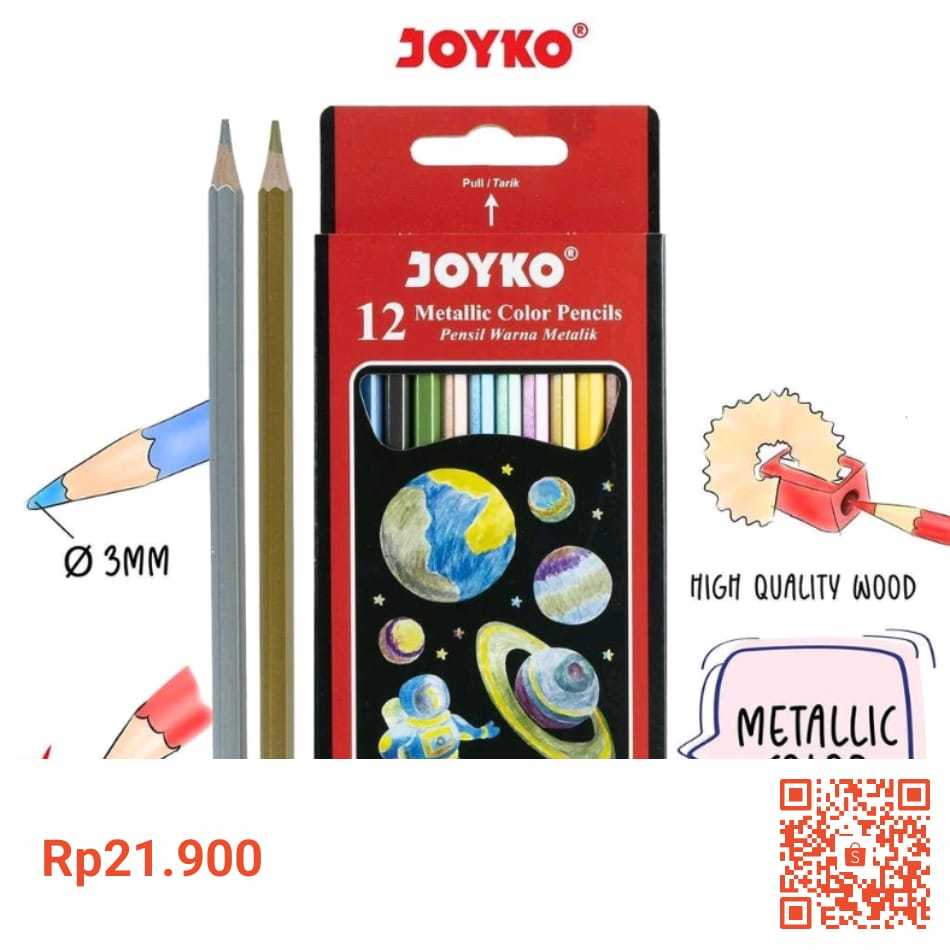 

Veiso_Pensil Warna CP-123M/Pensil Warna Metalik Metallic Color Pencils Joyko CP-123M 12 Warna