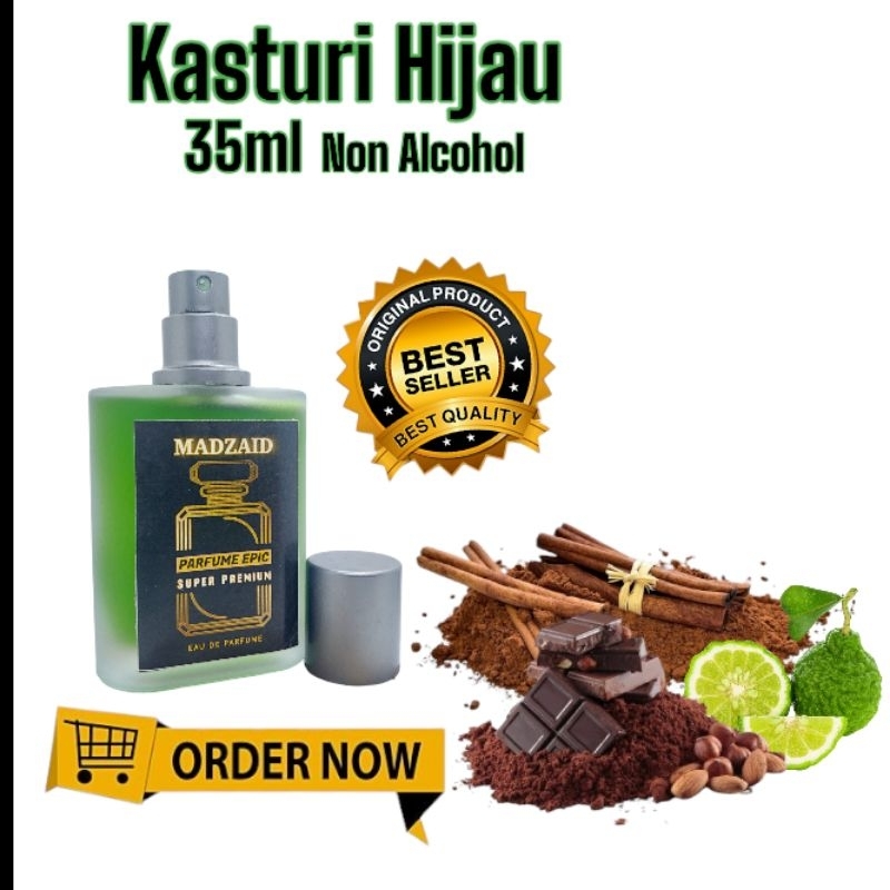 Kasturi Hijau 35ml Non Alcohol | Parfum saudi kasturi hijau | Minyak wangi non alcohol
