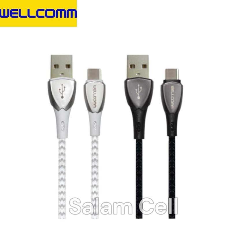 Kabel Data Type-C WELLCOMM ALLOY D 3A Panjang 150cm Fast Charger Original Garansi Resmi