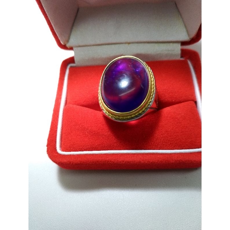 cincin batu kecubung Kalimantan 22x16 ring titanium