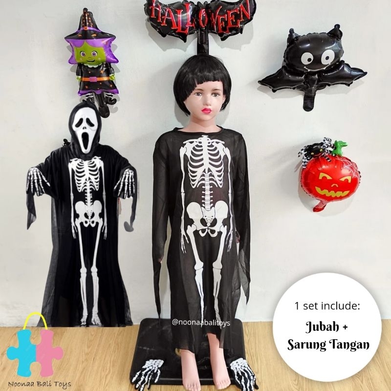 Kostum Halloween Skeleton Kostum Cosplay Kostum Halloween
