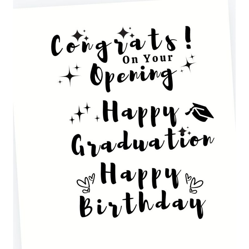 

stiker transparan for welcome sign / stiker transparan untuk papan mini / stiker transparan happy graduation / stiker Happy birthday /stiker papan bunga / stiker