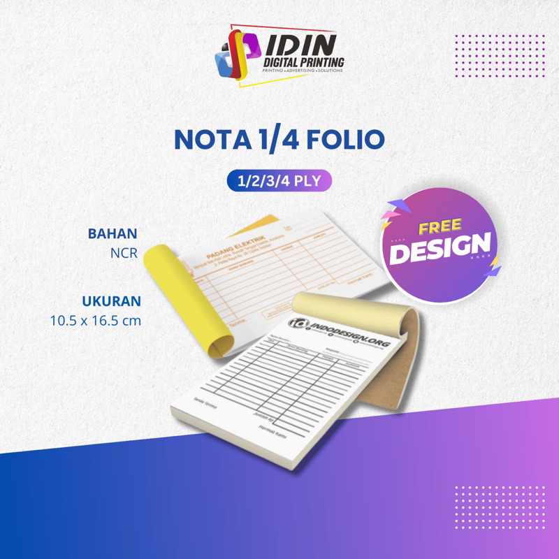 

Cetak Nota Faktur 2 Ply 1/4 Folio Total 40 Buku Custom Usaha Toko - Percetakan Idin Digital Printing