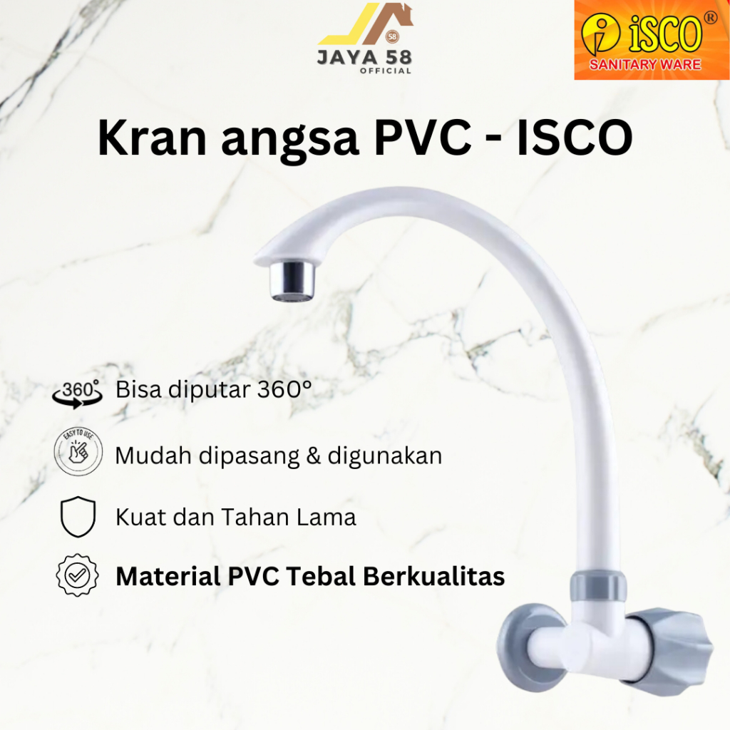 Kran Angsa PVC 1/2 inch Kran Air Dapur Cuci Piring Fleksibel / Keran Angsa Plastik ISCO