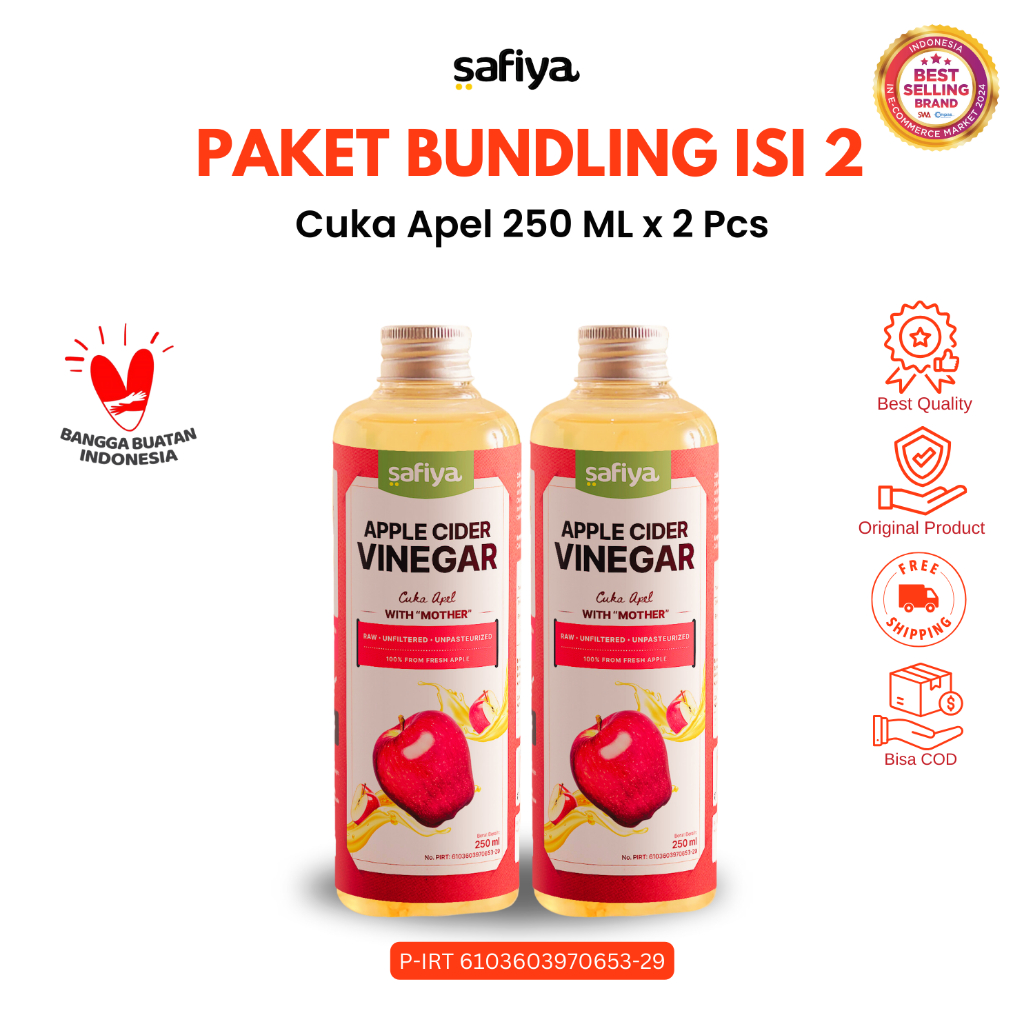 

Safiya Paket Isi 2 Cuka Apel 250 ML With Mother 100% Asli