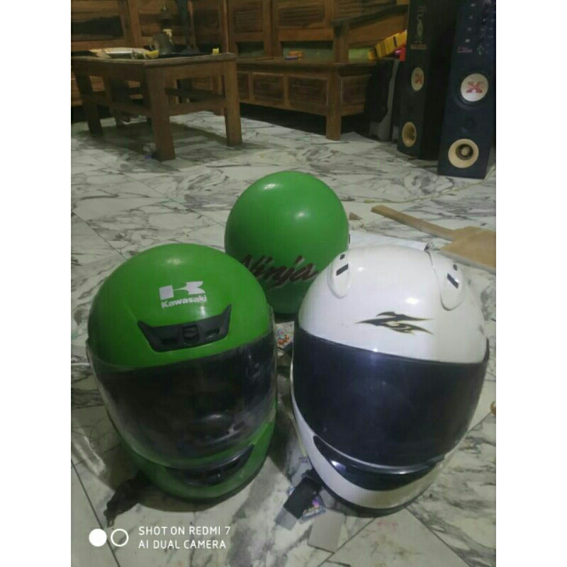 helm ninja ijo bahan ala arai
