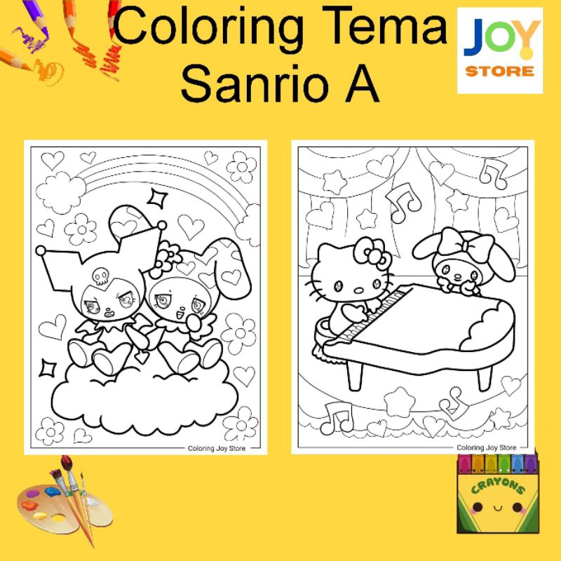 

Kertas Gambar Mewarnai A4 dan A5 150 gsm - Coloring Paper Tema Sanrio A Toko Joy Store