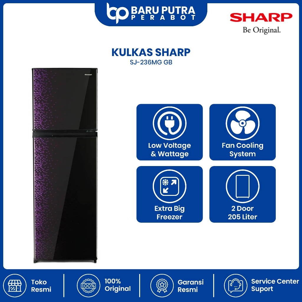 KULKAS SHARP SJ 236 MG GB LEMARI ES 2 PINTU SJ236MG GB SJ 236MG SHINE