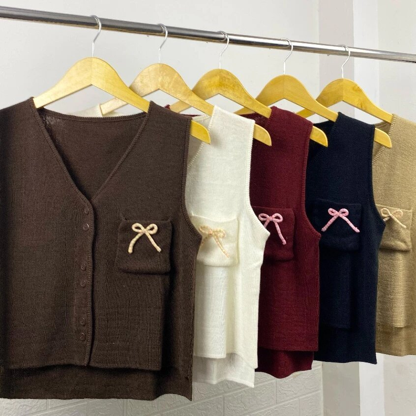 Kimmy Vest Knit - Spring Top Vest Rajut Wanita
