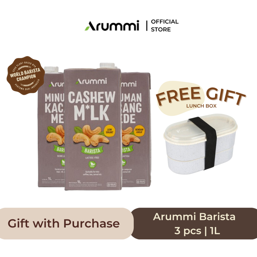 

Arummi Cashew Milk Barista 1L Non Dairy Milk Lactose Free - 3pcs FREE Lunch Box