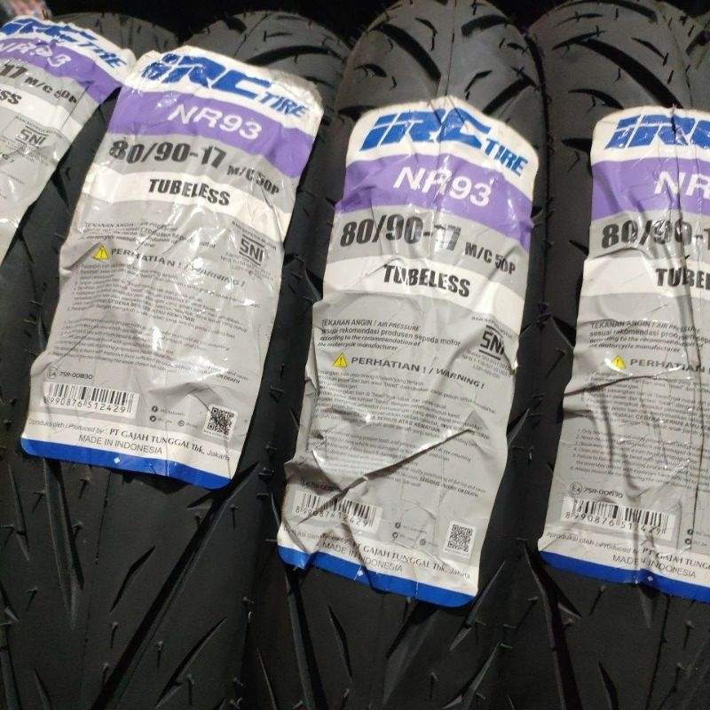 Ban luar IRC 80/90-17 TUBELESS ban luar motor bebek /satria fu supra x, karisma , blade