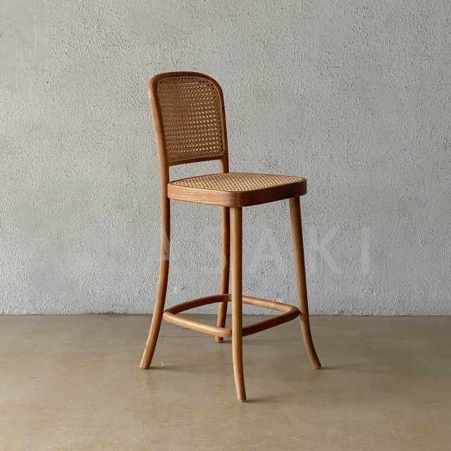 MOSES Bar Stool Kayu Jati Rotan Kursi Cafe Tinggi Minimalis Murah