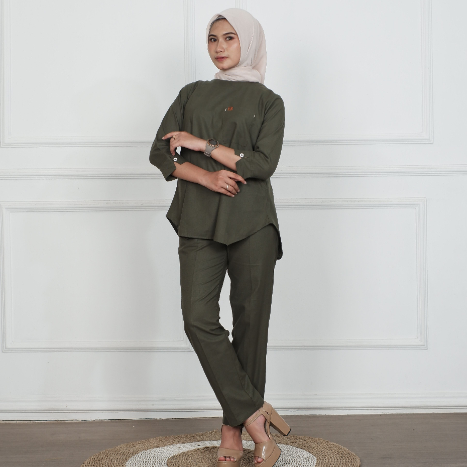 𝒁𝑻𝑹𝑰 - One Set Muslimah Wanita Basic Linen Tebal Premium