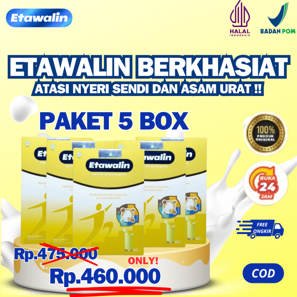 

PROMO GAJIAN!! Paket 5 Box Susu Etawalin Susu Etawa Original ORI 3x Lebih Berkhasiat Atasi Nyeri Sendi Asam Urat Rematik Dan Kesehatan Tulang