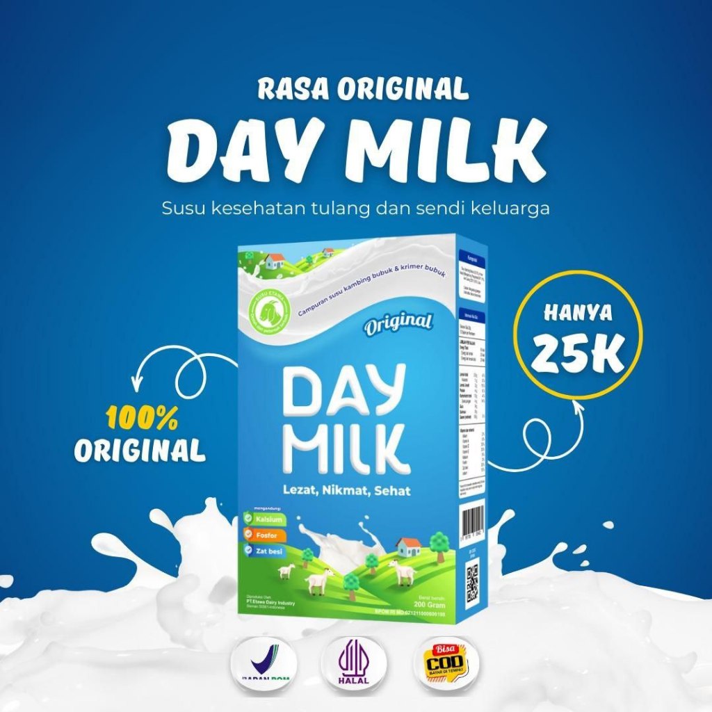 

Susu DAYMILK 4 Box - Susu Kambing Etawa Daymilk Original - Susu Untuk Atasi Kesemutan -- Nyeri Sendi - Osteoporosi - Tinggi Kalsium - Daymilk Ori - 100% Asli Murni Susu Kambing - Atasi Masalah PErnapasan HALAL - MUI - BPOM - NKV