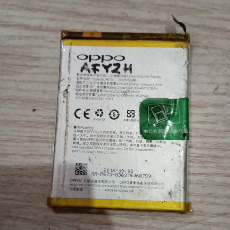 BATERAI BATRE RUSAK/KMBUNG BMS AMAN OPPO BLP673 (A3S-A5S DLL)