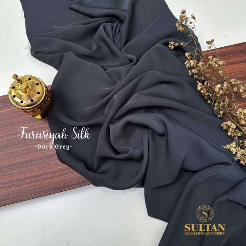 Kain Abaya Sultan Fursan Silk / FURUSIYAH SILK Dark Grey polos